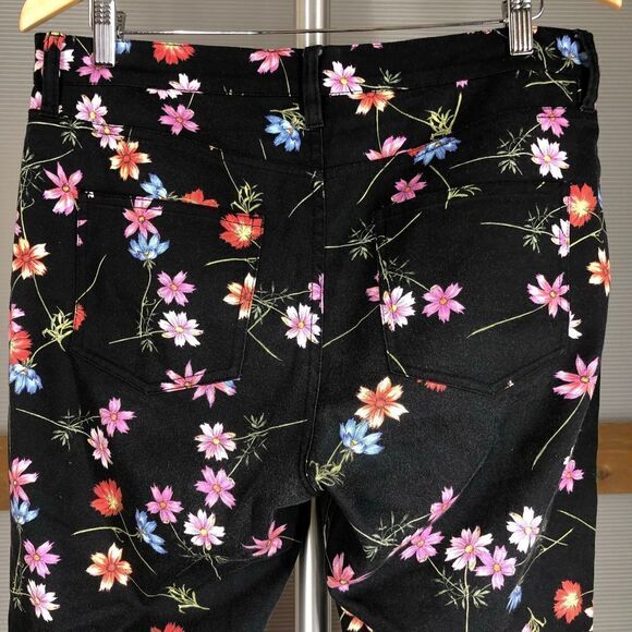 FRENCH CONNECTION Black 2 Prints Floral Midrise Tapered Leg 5 Pocket Jeans Sz 10 - Picture 6 of 8